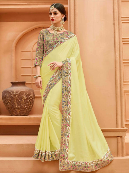 Yellow Saree - Gota Patti Lace on Silk