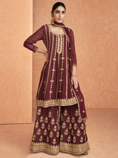 Red Indian Dress - Heavy Georgette Embroidery